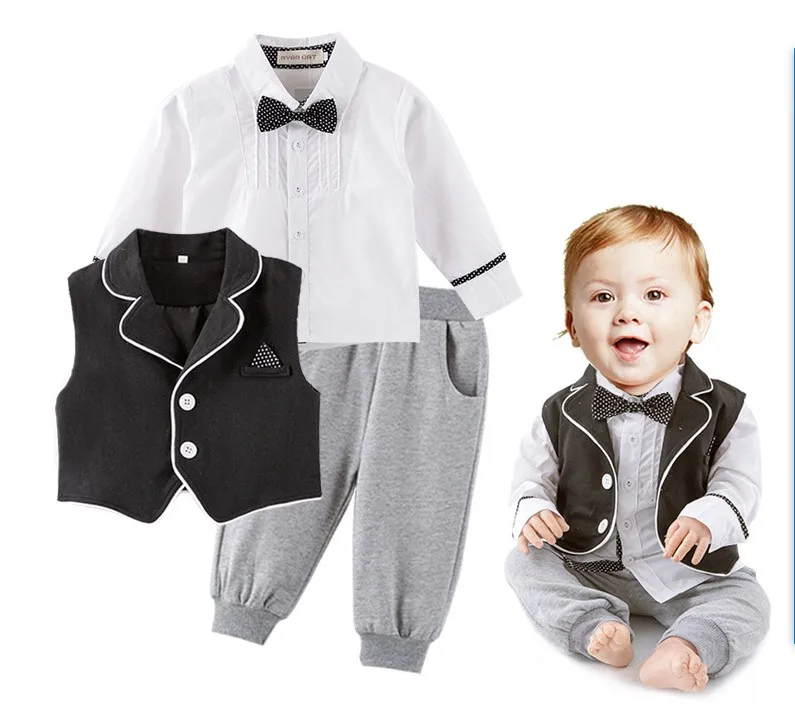 

New Arrival Gentleman Bowtie Decorated Boys 3-piece Vest Suit Set /Flower Boy Clothes 3112