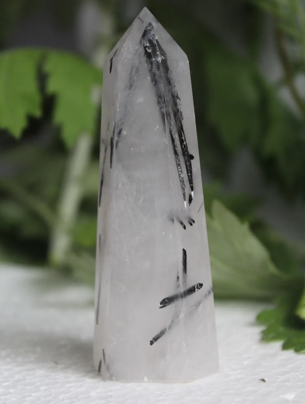 

Natural hair tourmaline quartz crystal wand