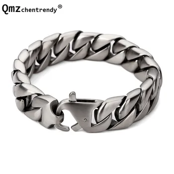 

Top Quality Stainless Steel Scrub Curb Cuban Chian Bracelets Mens Boys Wholesale Link Wristband Heavy Jewelry 20cm *1.5cm
