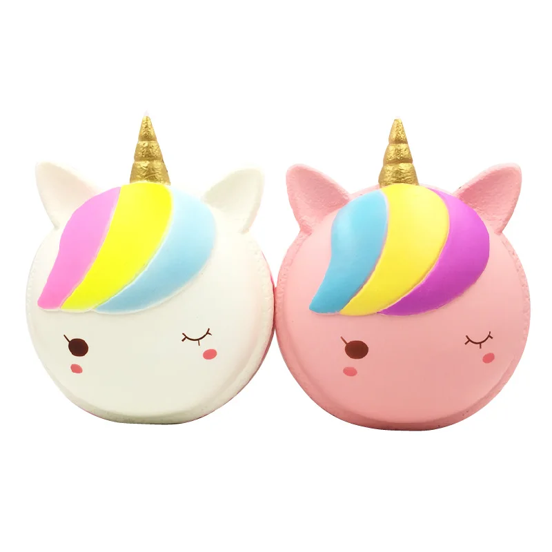 Заводская распродажа PU Jumbo Rainbow Squishies медленно поднимающийся ароматизированный Единорог Макарон сжимающая забавная игрушка - Цвет: unicorn macaron