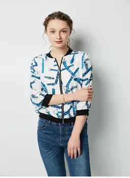 

New spring and summer 2009 silk silk jacket lady's collar zipper jacket jacket seven-sleeve baseball suit