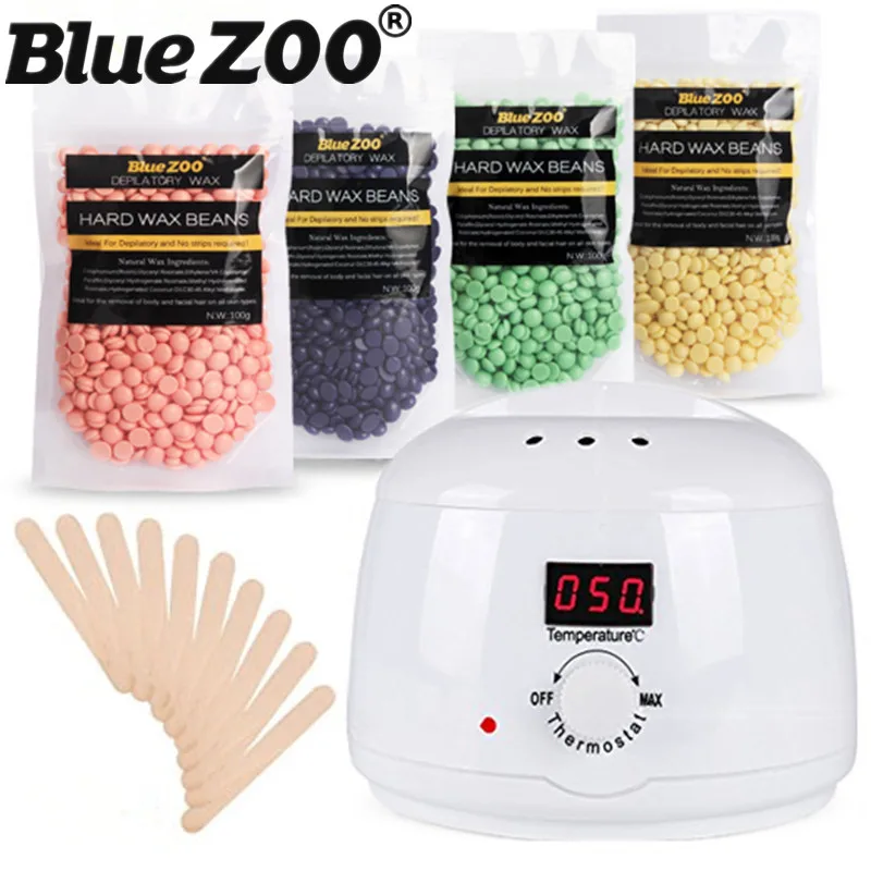 

Hair Removal Waxing Kit 4 Flavor 100g Pearl Wax Pellet With Digital Visual Temperature Control Electric Mini Wax Pot Heater