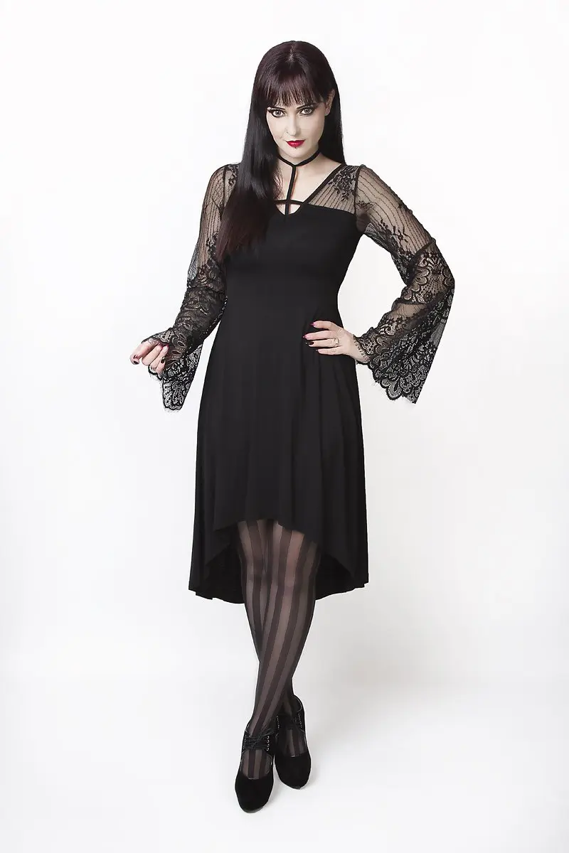 

Darkinlove Women's Stunning lace Yoke Asymmetric Dress DW130