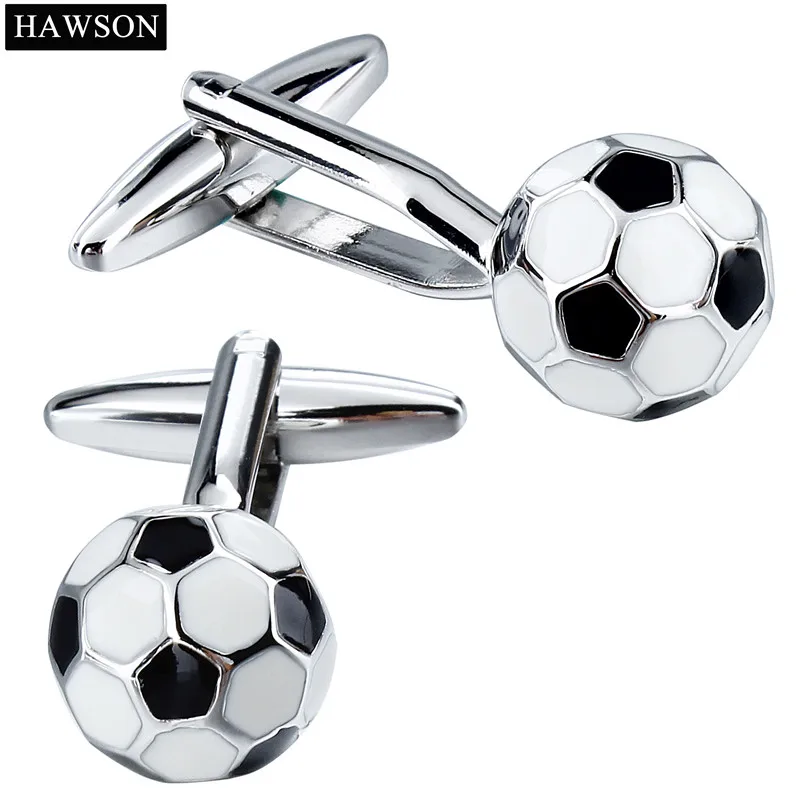 HAWSON Metal Cufflinks and Tie Clip Set for Men Novelty Cuff Links and Tie Bar Gifts for Wedding Level,Football Musical Symbols Designs 