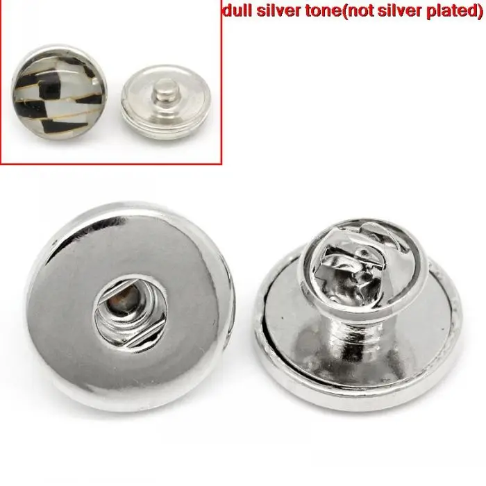

DoreenBeads Retail Fashion Brooches Silver Tone Fit Snaps Fashion Buttons 19mm Dia,3PCs
