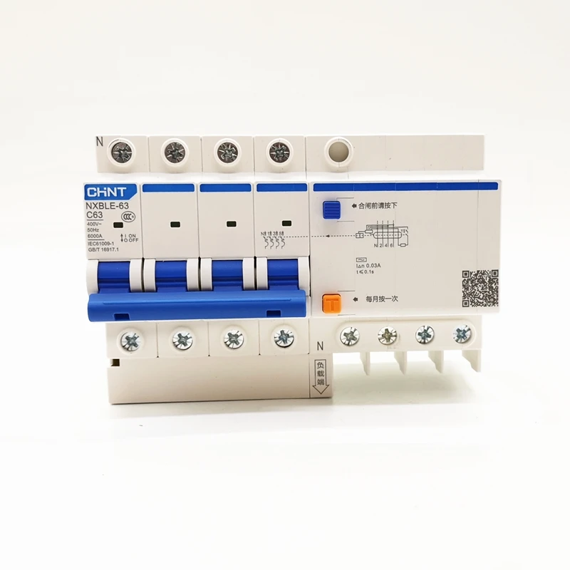 Новый CHINT RCBO NXBLE-32 4P 30mA C10A 16A 20A 25A 32A автоматический выключатель остаточного тока