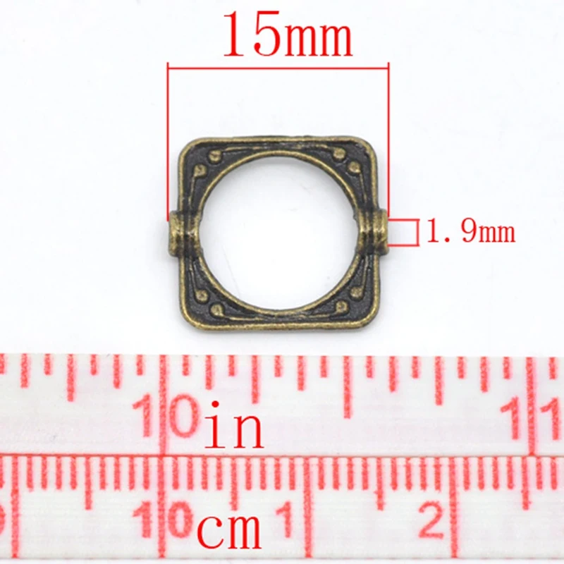 LASPERAL 100 шт бронзовые квадратные рамки для бусин 10 мм бусины 15x14 мм фурнитура для рукоделия аксессуары для ювелирных изделий ручной работы - Цвет: 100pcs 15mmx14mm