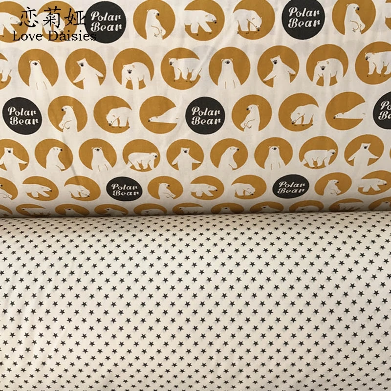 Хлопок скандинавский ветер мультфильм полярный медведь маленькие звезды саржевая Ткань DIY для детей постельные принадлежности Одежда ручной работы Лоскутная Ткань Поплин