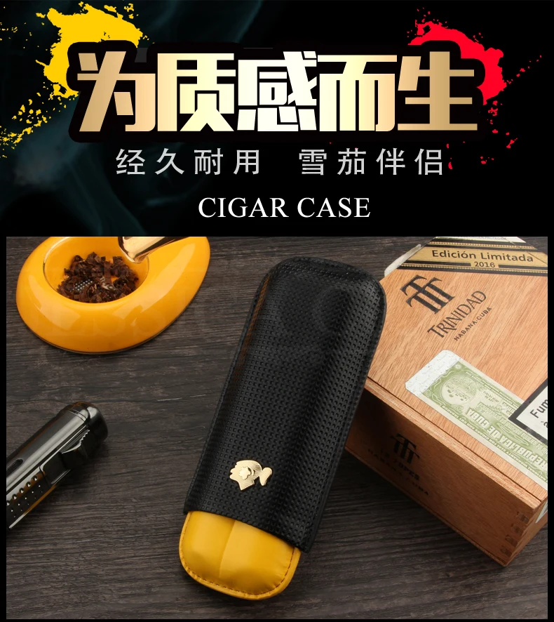 COHIBA карбоновый Портсигар кожаный мини-хьюмидор портативный держатель для сигар с подарочной коробкой