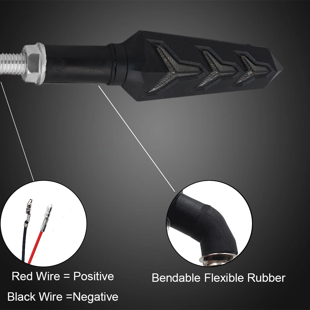 2 шт. светодиодный поворотник для мотоцикла, мигающий свет, мигающий свет, встроенное реле, сгибаемый авто задний фонарь, сигнальная лампа