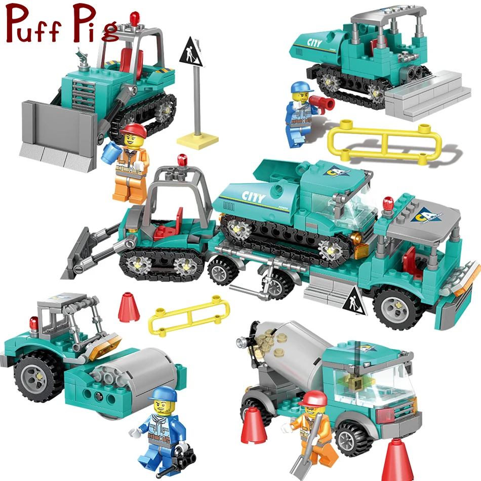 

458PCS 4in1 legorreta City Engineer Truck Model Creator constructor Vehicle Buildings Educational Blocks Figures Toys For Kids