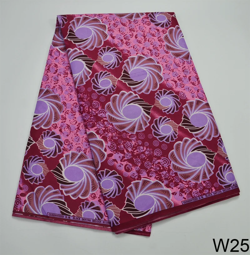W25 Сирень Magenat Fuschia розовый коралл красный хлопок Нигерия Wrapper хлопка африканская