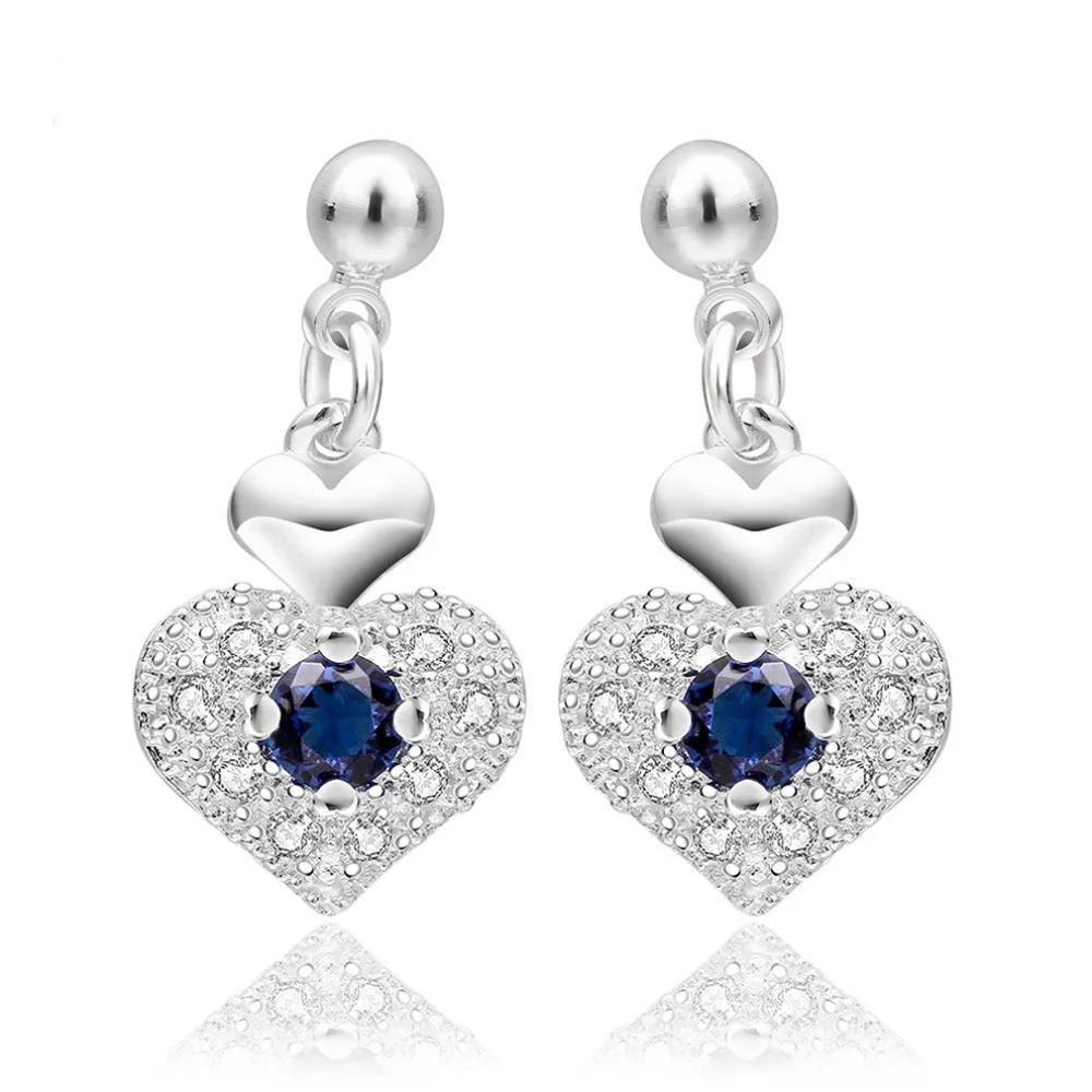

Wedding Jewelry Austrian Crystal Style Wedding Drop Earrings For Women heart shape Pendant long Pendientes Fashion Wholesale