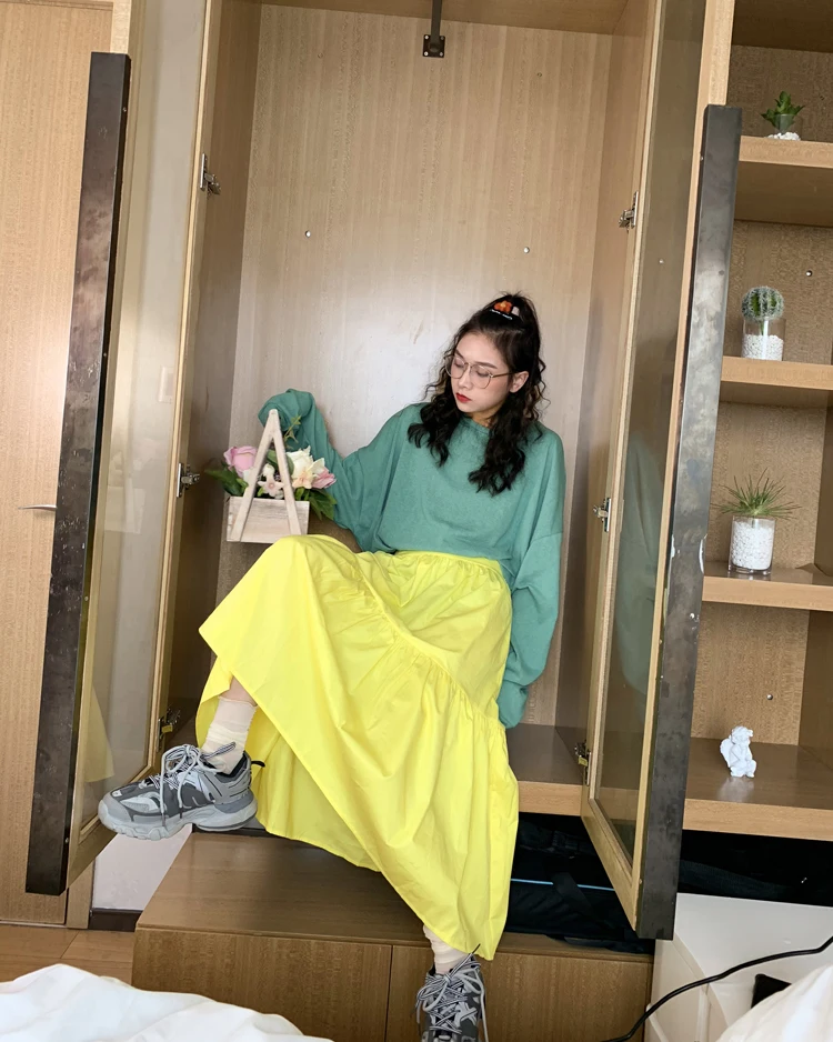 11 цветов летние женские длинные макси юбки розовый фиолетовый зеленый желтый плиссированные гофрированные юбки плюс размер осенние корейские юбки 5xl 6xl 7xl