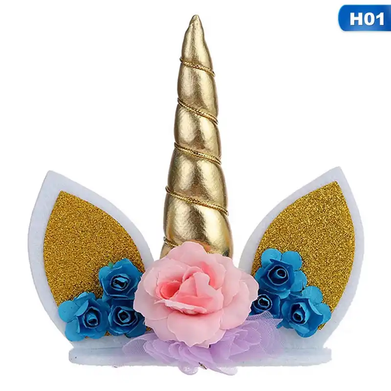 unicorn cake toppers horn ears cake decorations cupcake