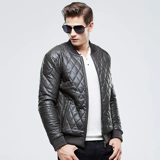 Free Shipping Men 2015 Brand Casual Quilted Bomber Jacket