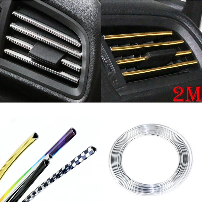 

Car Styling 2M/set Exterior Decoration 3D U Style Line Side Grill Strip Impact Interior Car Door Grille Trim Strip line Sticker