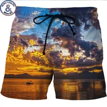 Мужские хипстерские летние быстросохнущие пляжные шорты Плавки бренд 3D закат печатных доска шорты мужские повседневные Хип Хоп пляжная одежда