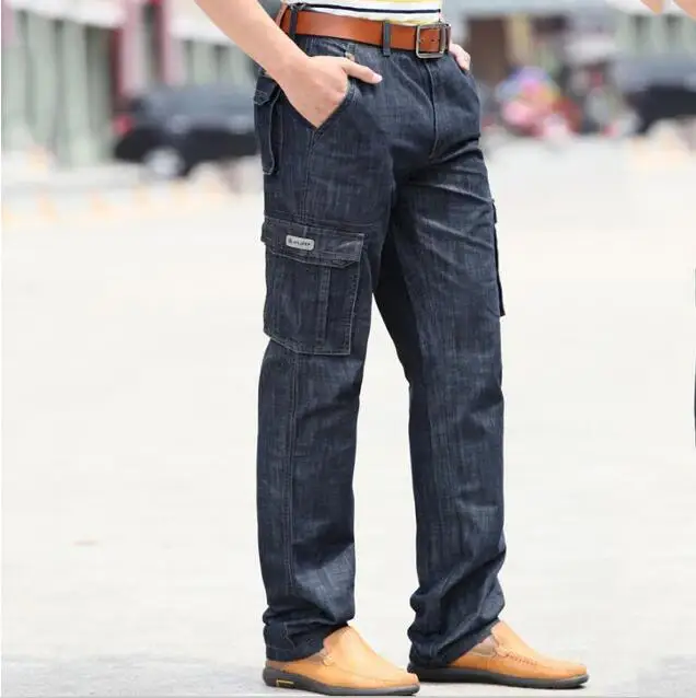 Мужские узкие джинсы деловые повседневные Эластичные Обтягивающие джинсы новые Осень Зима Черные синие джинсовые штаны мужские длинные штаны - Цвет: Черный