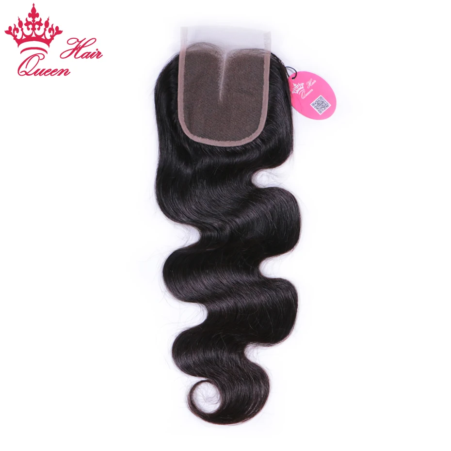 Королевские волосы продукты перуанские волнистые волосы средняя часть кружева Закрытие 8-20 дюймов человеческие волосы 4X4 закрытия Remy натуральный цвет 1B