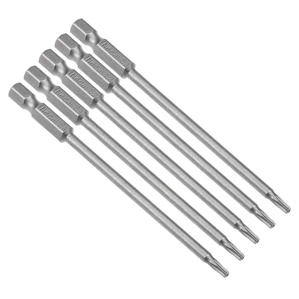 

5Pcs 1/4" Hex Shank T5/6/8/10/15/25/40 Magnetic Security Torx Screwdriver Bits 50/75/100mm Replace Phillips Screwdriver Kit Tool