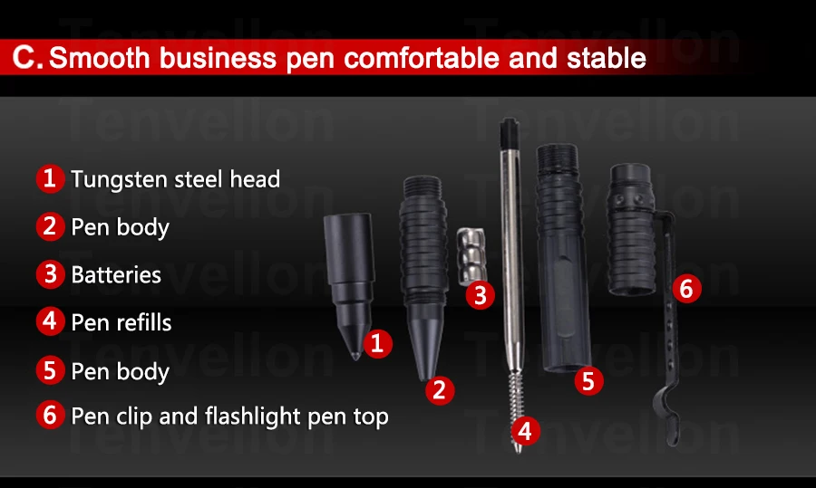 Принадлежности для самообороны персональный защитный Тактический ручка для самообороны Многофункциональный светодиодный фонарик