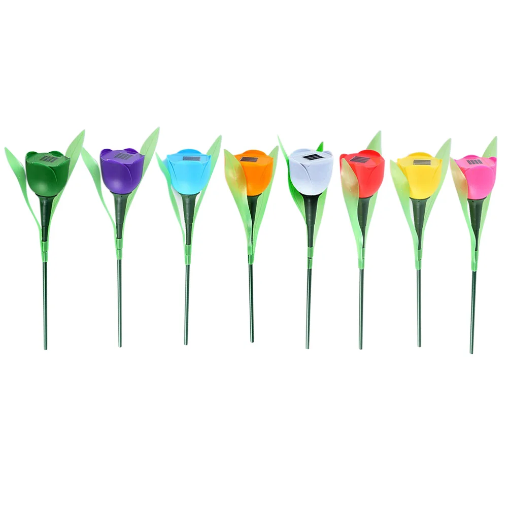 6 шт. 3D питание тюльпан в форме цветка светодиодный свет двора открытый садовый путь пейзаж лампа газон украшения огни