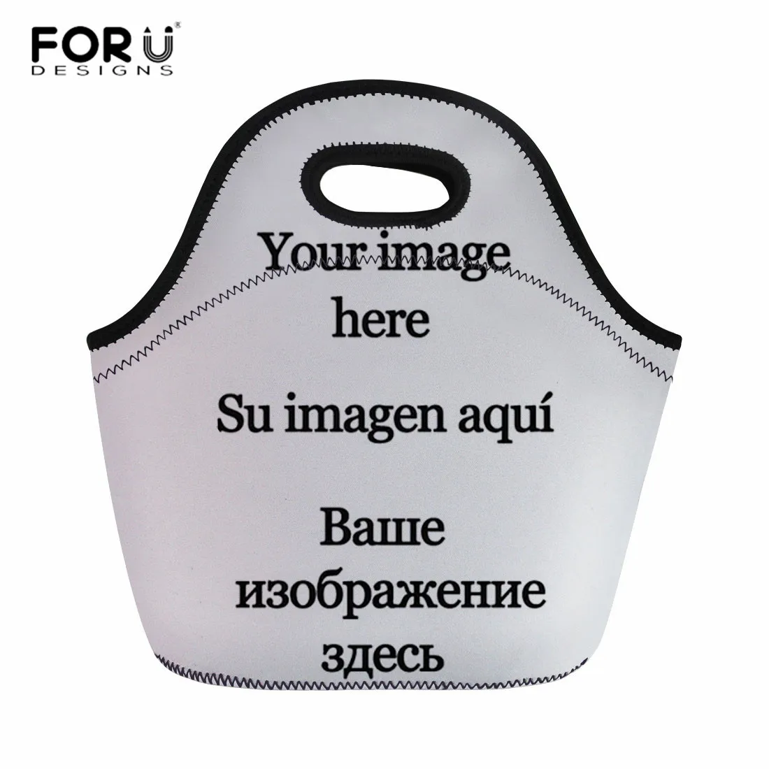 

FORUDESIGNS Neoprene Lunch Bag for Women Insulated Food Bag Custom Own Picture Office Portable Tote Picnic Thermal Bag