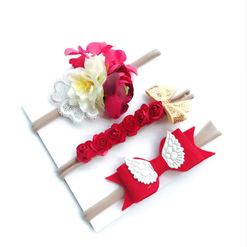 3pcs/set Mix Style Simulated-pearl Ribbon Lace Flower Headband Baby Girl Headbands Elastic Hairband Children Hair Accessories | Мать и