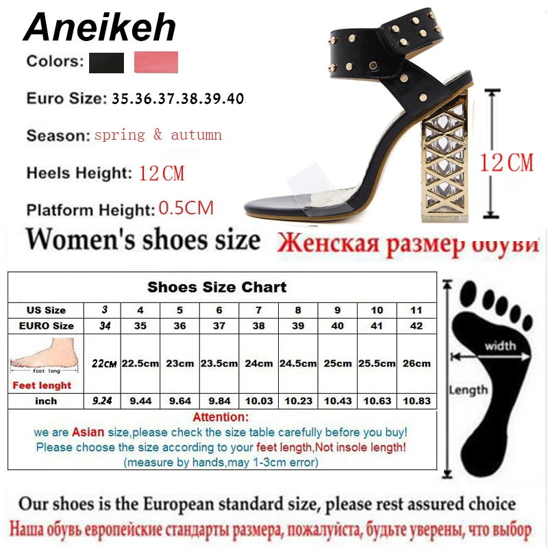Aneikeh/Новые босоножки; Летняя обувь; коллекция года; пикантные женские босоножки на высоком каблуке с открытым носком из ПВХ и кристаллами; Цвет черный, белый; размеры 34-40; 923-9