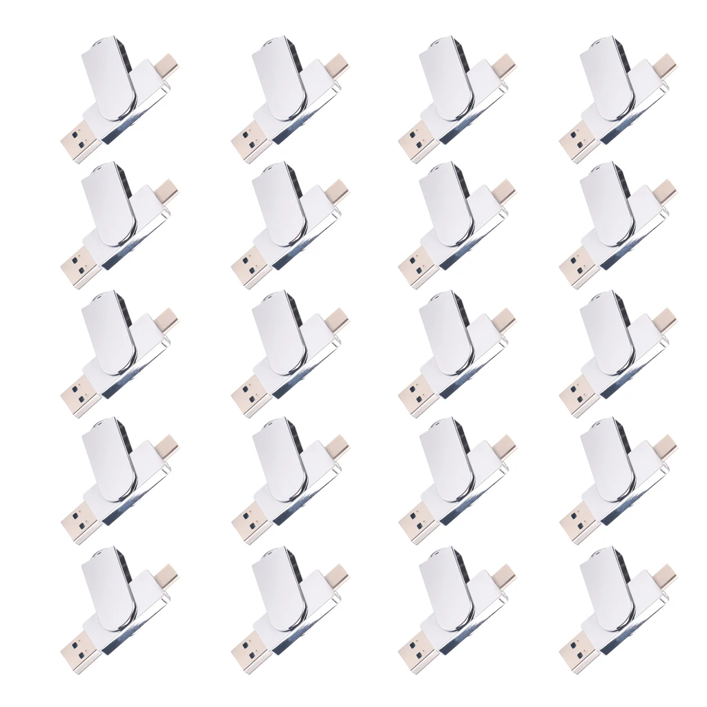 

20x USB3.0 Flash Drive,Dual Pen Drive USB Type-C U Disk Swivel Design 16GB