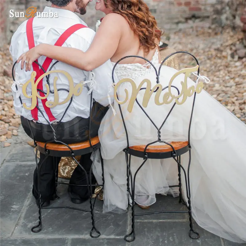 

2pcs/set I Do Me Too Rustic Wedding Sign Decor Ideas Chairs Signs Mariage Party Decorations Wood Wedding Decoration Custom Sign