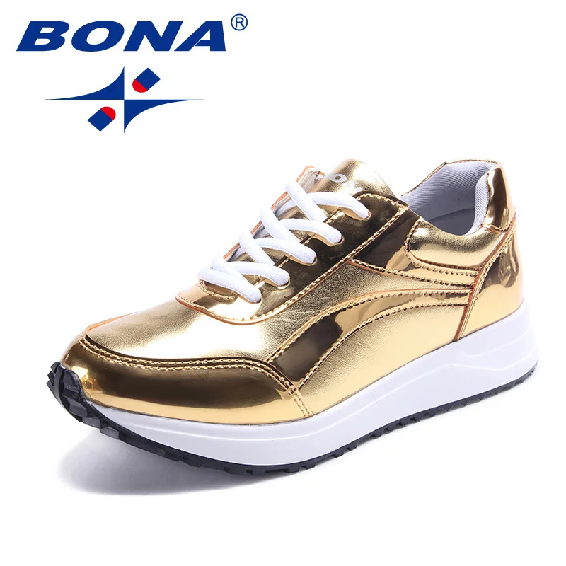 BONA/Новое поступление; стильная женская обувь для бега на шнуровке; женская спортивная обувь; кроссовки для бега на открытом воздухе; удобная быстрая - Цвет: GOLDEN