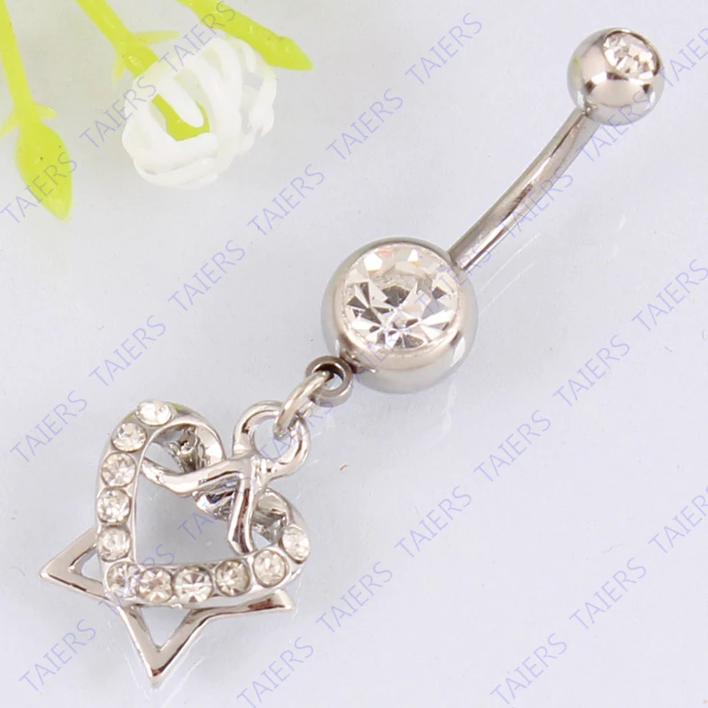 Belly Bar Fivepointed Star Heart Body Piercing Jewelry Retail Lady