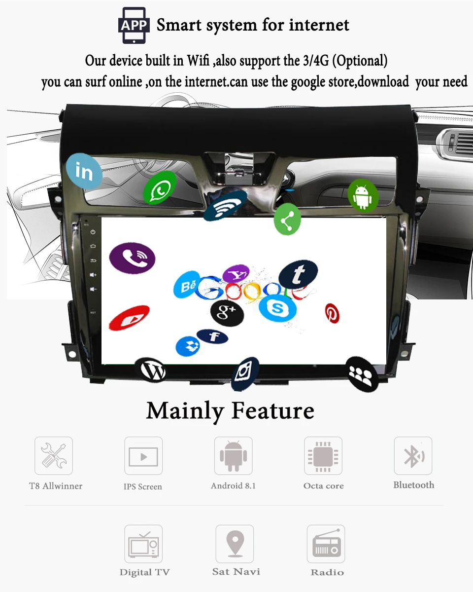 4G LTE Android 9,1 Octa Core 64G rom автомобильный dvd-плеер для Nissan Teana Altima 2013 gps радио мультимедиа gps Carplay