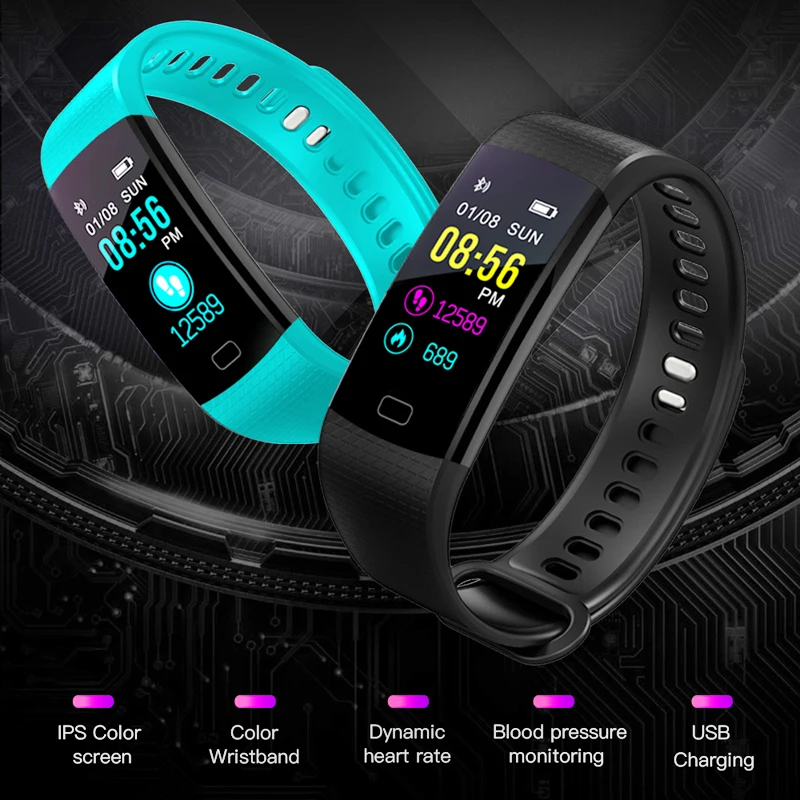 Sports Fitness Activity Pedometer Heart Rate Tracker Blood Pressure Smart Watch MNWT Brand IP67 Waterproof for IOS Android