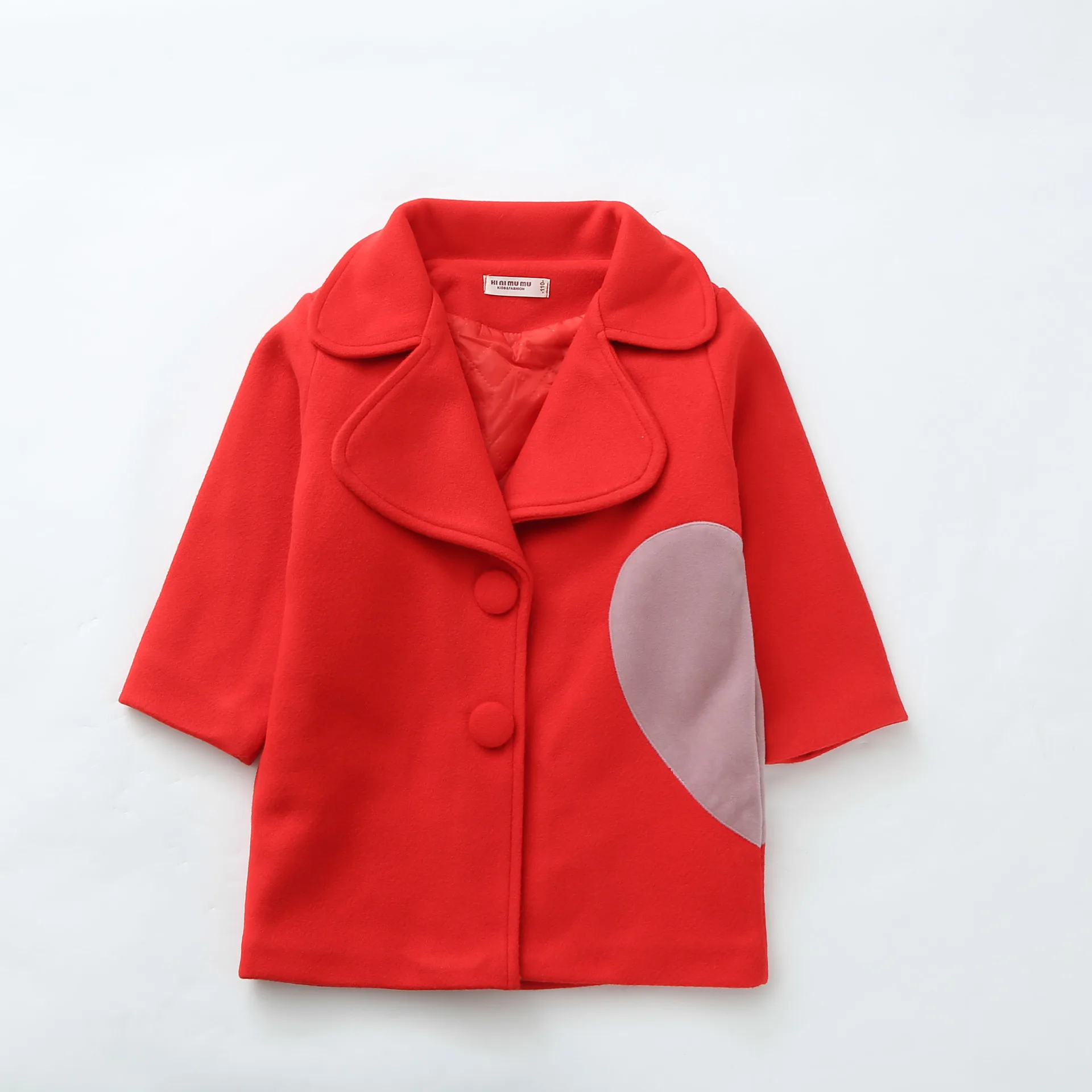 

Kids Girls Wool Blends Clothing 2017 New Winter Solid Fashion Heart Print Thicken Tops Coats Baby Girls Outwear Clothes 6wb010