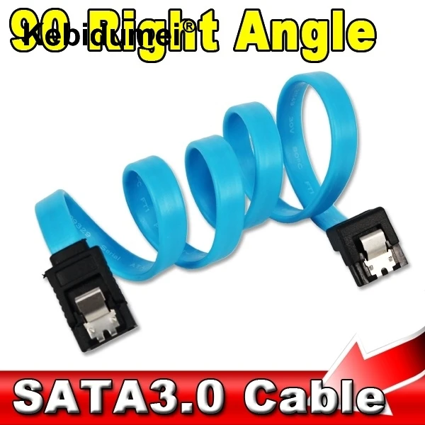 

Kebidumei 1pcs Super Speed Straight Right Angle 6Gbps 50CM SATA 3.0 Cable 6GB/s SATA III SATA 3 Cable Flat Data Cord for HDD SSD