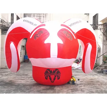 

Free shipping 3m high red inflatable sheep head for promotion