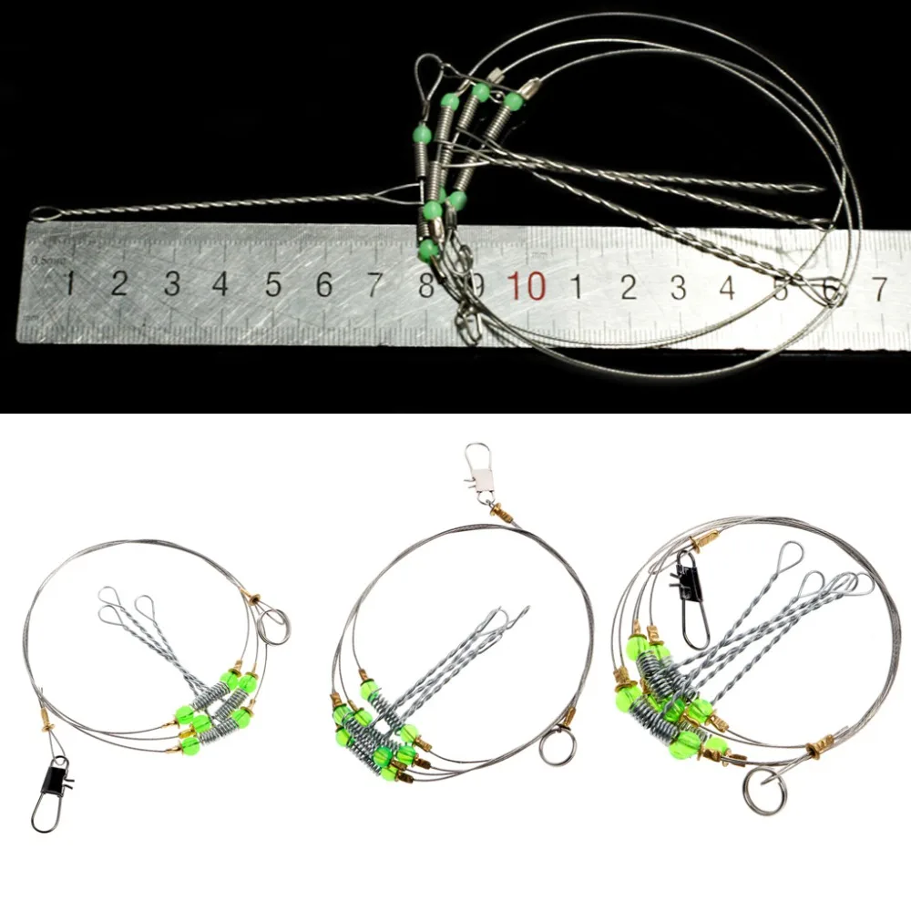 Anti-Winding 6 Swivel String Fishing Hook Steel Rigs Wire Leader Hooks High Quality Steel Fishhooks