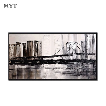 

Abstract City Landscape Oil Painting Handmade Scenery Dark Color Canvas Wall Decor Art Free Shipping Canvas Oil Painting