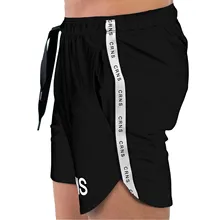 Быстросохнущие сетчатые дышащие шорты для спортзала, мужские шорты для бега, шорты для активных тренировок, шорты для бега с боковым буквенным принтом, 4 цвета