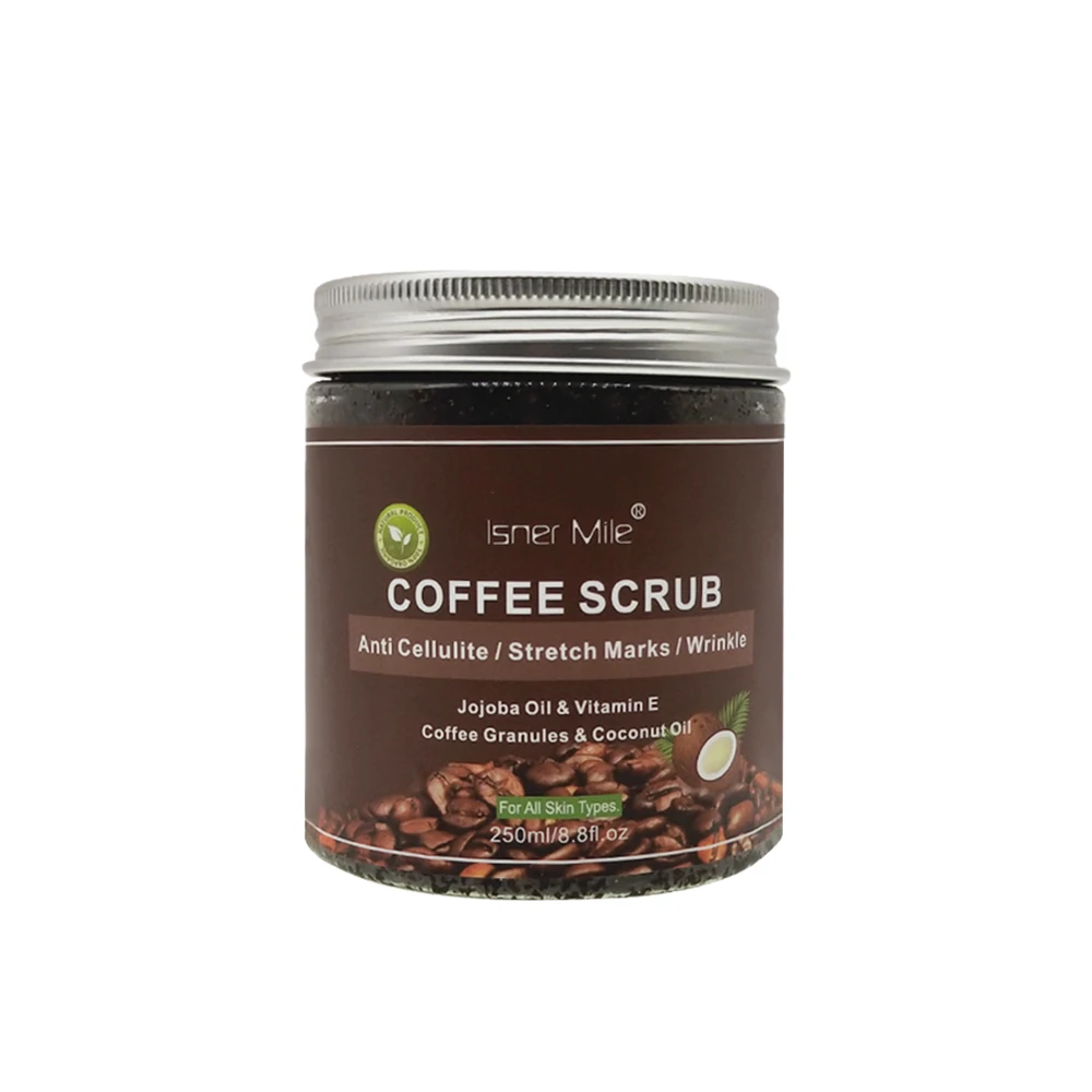 

ISNER MILE Coffee Scrub 100% Natural Kaffee Scrub Powerful Exfoliating Coconut Oil Moisturizing Skin With Sea Salt Scrub 250ml