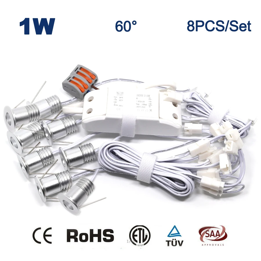 

8PCS/Set 1W LED Spot Lights Superior Commercial Lighting for Jewerly Showcase Display Bulbs Shop Mall Ceiling Lamp CE RoHS