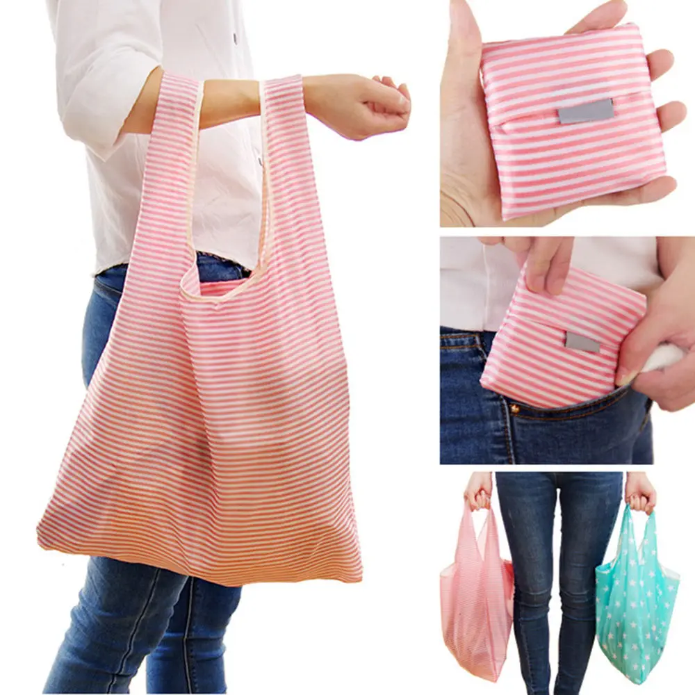 

New Foldable Friendly Reusable Eco Storage Solid Color Travel Shopping Tote Grocery Bags NEW 35 * 58*8CM