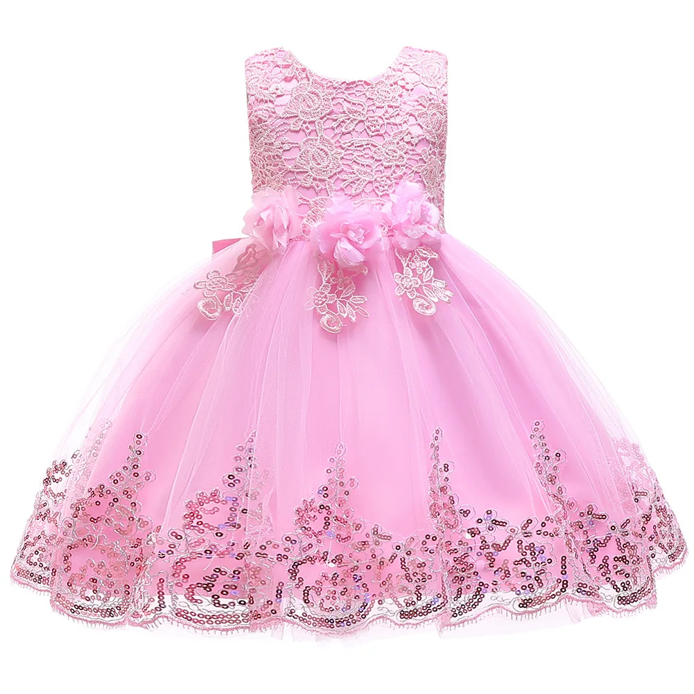Детские платья для девочек Свадебный с блестками кружевное платье для девочек элегантное платье принцессы вечерние, украшение в виде цветка, формальный платье без рукавов Рождественская одежда