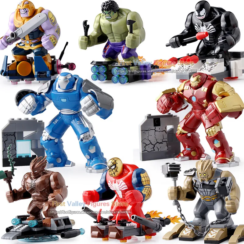 

8PCS/Lot Super Heroes Avengers 4 IronMan Hulk Buster WarMachine Thanos 7cm Action Figures Building Blocks Bricks Toys Sy1184