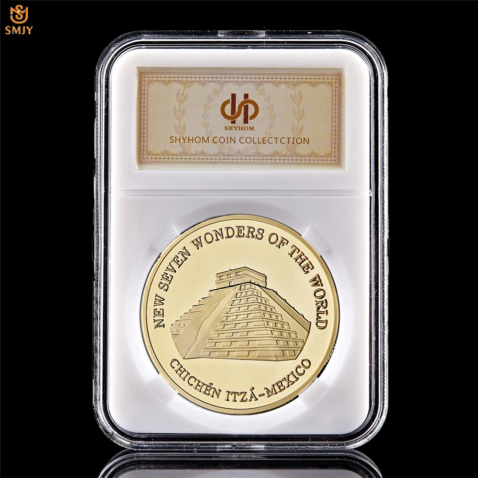 

Seven Wonders Of The New World 2007 Chichen Itza-Mexico Gold Landmark Souvenir Coin Value Collection W/PCCB Case