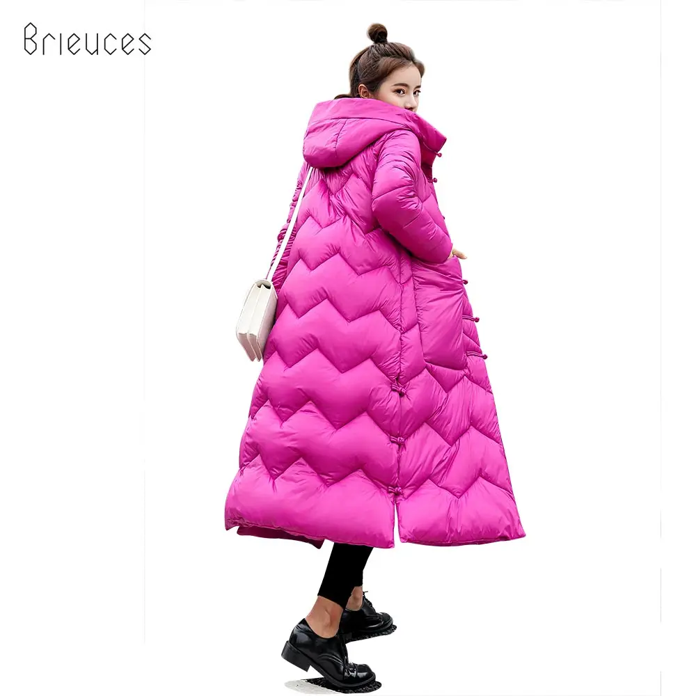 

Brieuces 2018 New Winter Jacket Women Coat Warm Slim Thick X-Long Parkas Good Quality Color Ethnic Hooded For Women Coats