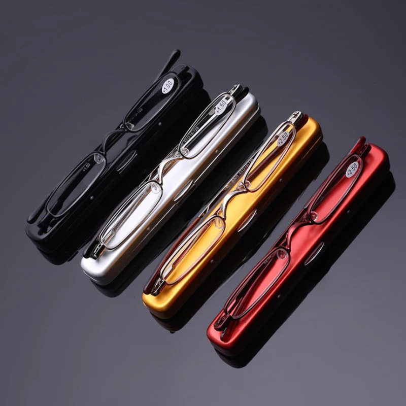 

2019 elegant fashion reading glasses metal frame ultra-thin unisex reading glasses mini ultra-light glasses box